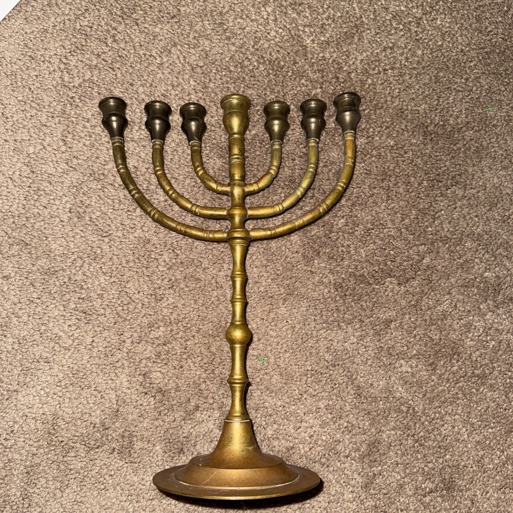 Vintage Brass Menorah 11.5" tall, heavy brass - Picture 9 of 11